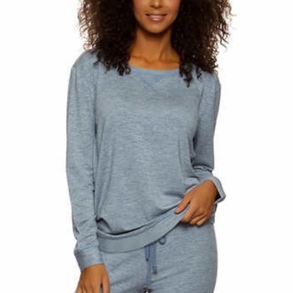 Felina Long Sleeve Heather Blue-Gray Lounge Top